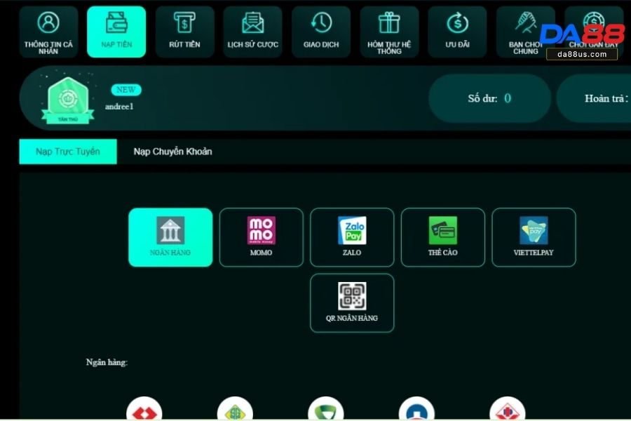Nhiều hình thức nạp tiền cho bạn lựa chọn